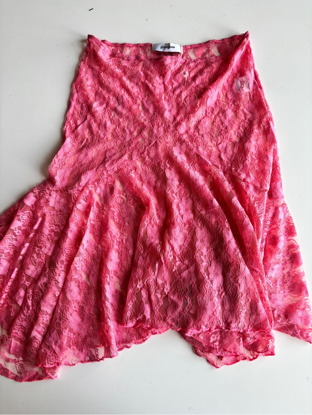 Gimaguas Bright Pink Lace Flared Skirt